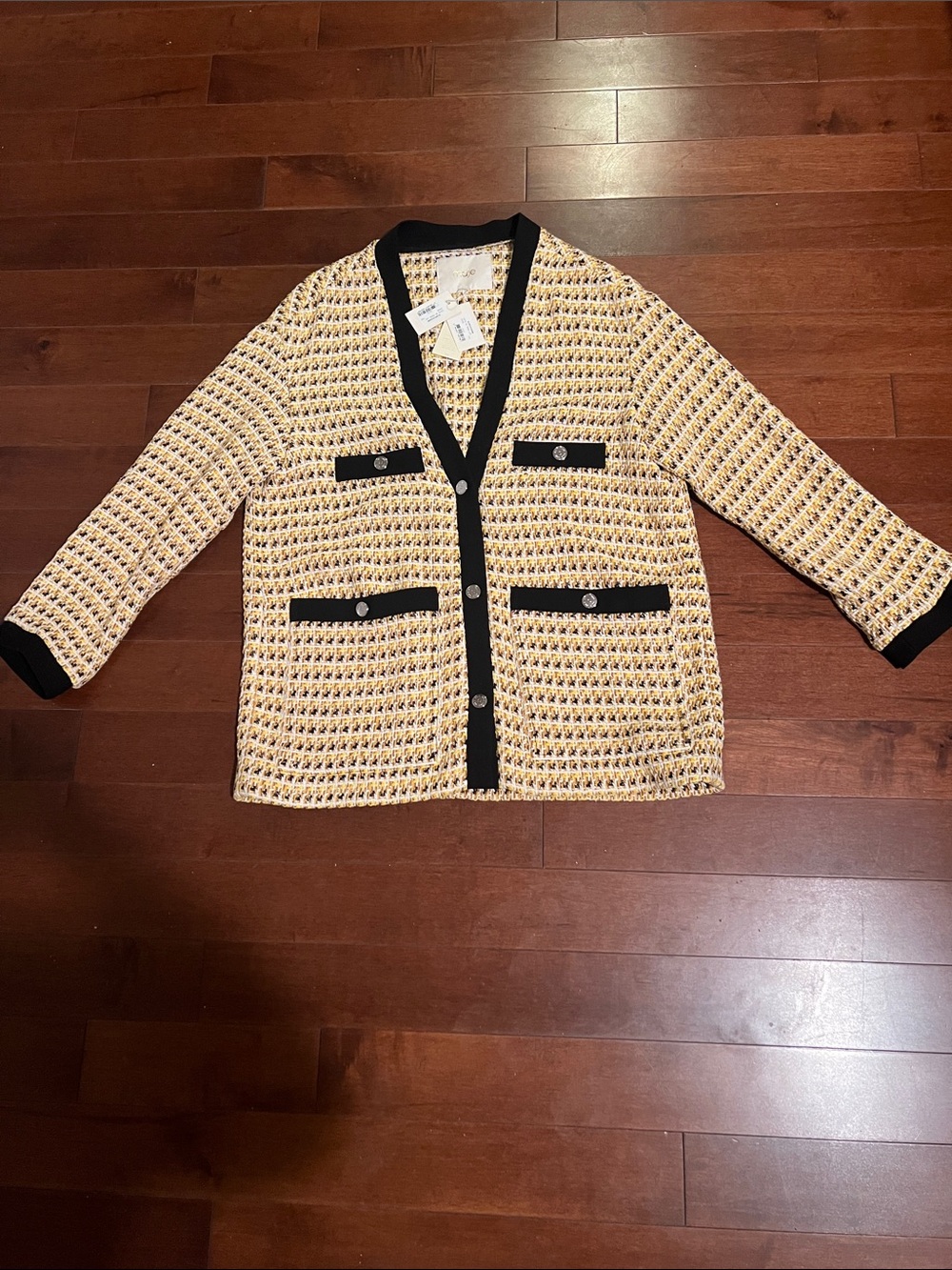 Maje Paris Elysidore Yellow Tweed Jacket Size 40 NWT